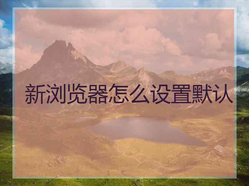 新浏览器怎么设置默认