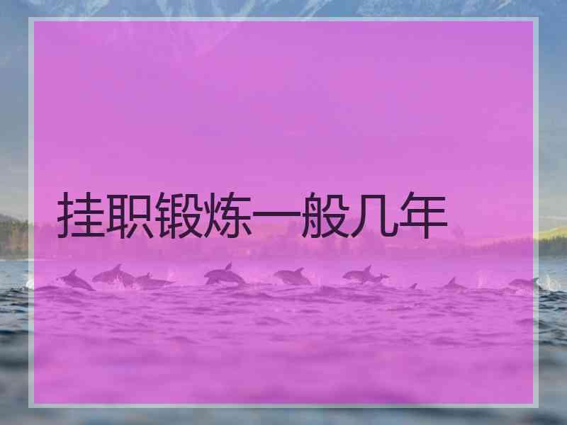 挂职锻炼一般几年