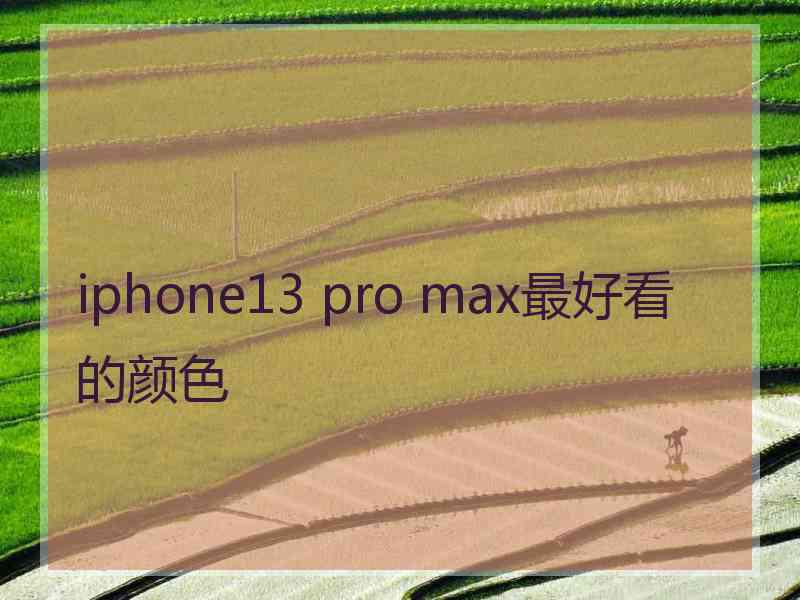 iphone13 pro max最好看的颜色