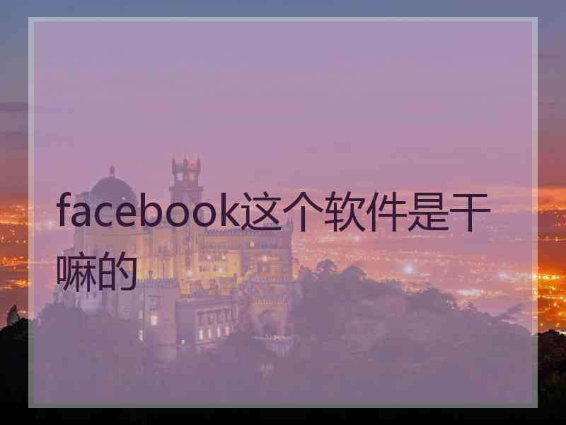 facebook这个软件是干嘛的