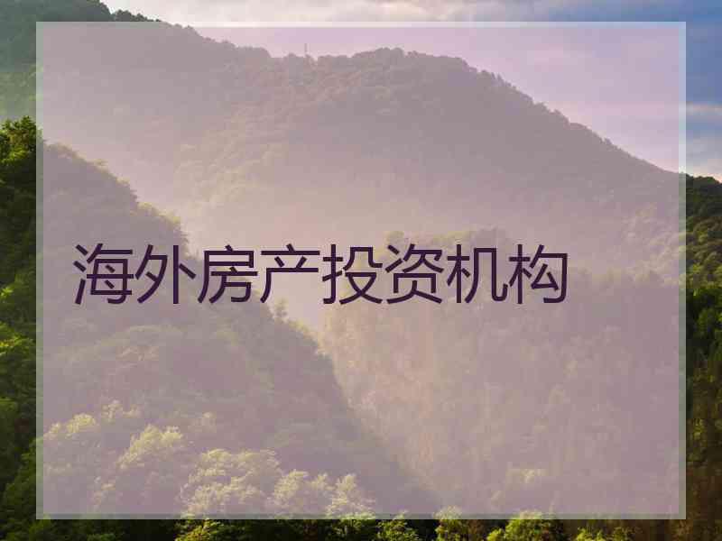 海外房产投资机构