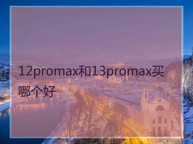 12promax和13promax买哪个好