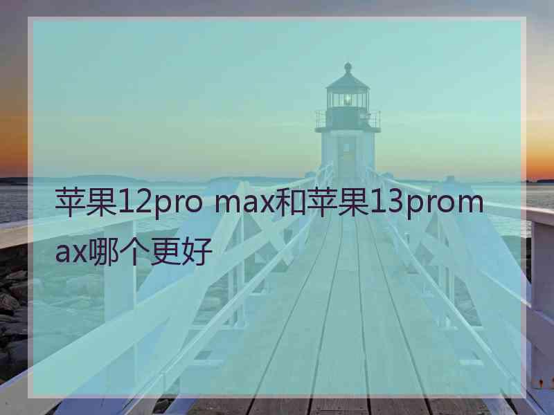 苹果12pro max和苹果13promax哪个更好