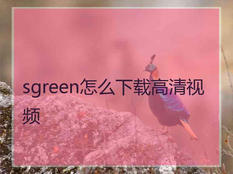 sgreen怎么下载高清视频