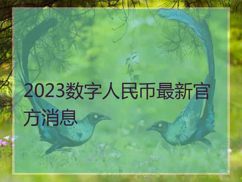 2023数字人民币最新官方消息