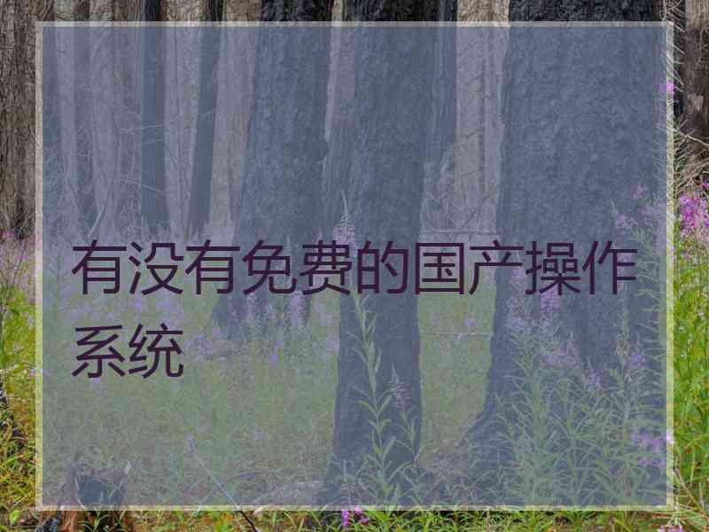 有没有免费的国产操作系统
